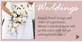 Weddings and wedding flowers by Meme's Florist